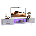 Bestier 80" Acrylic Floating TV Stand For 85" TV With Drawer & Storage Cabinet, 20-5/8”H x 80”W x 13-13/16”D, White/Gold