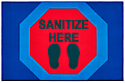 Carpets for Kids® KID$Value Rugs™ Stop To Sanitize Here Activity Rug, 4' x 6' , Blue