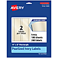 Avery® Pearlized Permanent Labels, 94265-PIP100, Rectangle, 11" x 3", Ivory, Pack Of 200 Labels