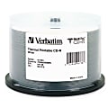 Verbatim MediDisc CD-R 700MB 52X White Thermal Printable with Branded Hub - 50pk Spindle - Thermal Printable