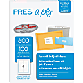 Avery PRES-a-ply™ Labels for Laser and Inkjet Printers, AVE30604, Rectangle, 3 1/3"W x 4"L, White, Box Of 600 1 thumbnail image