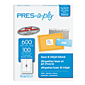 Avery PRES-a-ply™ Labels for Laser and Inkjet Printers, AVE30604, Rectangle, 3 1/3"W x 4"L, White, Box Of 600 1 thumbnail image