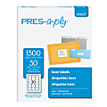 PRES-a-ply Labels for Laser and Inkjet Printers - Permanent Adhesive - 2 5/8" Width x 1" Length - Rectangle - Laser - Clear - 1500 / Box