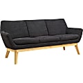 Lorell® Quintessence Upholstered Sofa With Lumbar Support, Black/Natural