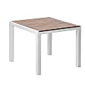 Inval Madeira 4-Seat Square Plastic Patio Dining Table, 29-3/16” x 35-7/16”, White/Teak Brown
