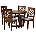 Baxton Studio Tricia Dining Set, 29-15/16”H x 35-7/16”W x 35-7/16”D, Gray/Walnut 1 thumbnail image