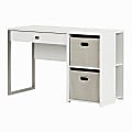 South Shore Interface 48"W Computer Desk With Storage Baskets, Taupe/Pure White