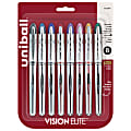 uni-ball® Vision™ Elite™ Liquid Ink Rollerball Pens, Bold Point, 0.8 mm, Black Barrel, Assorted Ink Colors, Pack Of 8