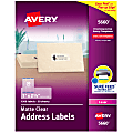 Avery® Matte Address Labels With Sure Feed® Technology, 5660, Rectangle, 1" x 2-5/8", Clear, Pack Of 1,500