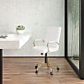 Flash Furniture LeatherSoft™ Faux Leather Mid-Back Office Chair With Chrome Base And Arms, White/Gold