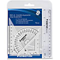 STAEDTLER 4-Piece Math Set With Ruler, Protractor, & Triangles, Transparent 1 thumbnail image