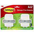 Command Broom Gripper, 2 Broom Gripper Hooks, 4 White Adhesive Strips, Damage Free Hanging Picture Hangers, No Tools Wall Hanging Strips For Living Spaces