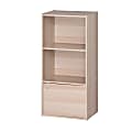 IRIS 35"H 3-Tier Storage-Shelf With Door, Light Brown