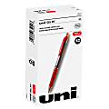 uni-ball® Signo Gel RT™ Retractable Pens, Medium Point, 0.7 mm, Silver Barrel, Red Ink, Pack Of 12 Pens