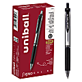 uni-ball® Signo Gel RT™ Retractable Pens, Medium Point, 0.7 mm, Silver Barrel, Black Ink, Pack Of 12 Pens