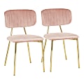 LumiSource Bouton Chairs, Gold/Blush Pink, Set Of 2 Chairs
