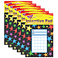 Trend Gel Stars Incentive Pads, Assorted Colors, 36 Sheets Per Pad, Pack Of 6 Pads