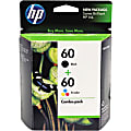 HP 60 Black And Tri-Color Ink Cartridges, Pack Of 2, CD947FN