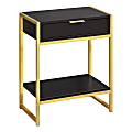 Monarch Specialties Side Accent Table With Shelf, Rectangular, Cappuccino/Gold