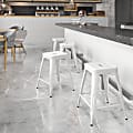 Flash Furniture 24"H Commercial-Grade Metal Backless Counter Stool, White