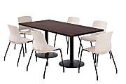 KFI Studios Proof Rectangle Pedestal Table With Imme Chairs, 31-3/4”H x 72”W x 36”D, Designer White Top/Black Base/Navy Chairs, 840031942814 1 thumbnail image