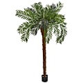 Nearly Natural Cycas Palm 7' Artificial Tree With Pot, Green/Black