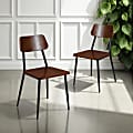 Flash Furniture Stackable Industrial Steel/Wood Dining Accent Chairs, Mahogany/Black, Set Of 2 Chairs