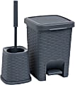 Mind Reader Basket Collection Square Wastepaper Pedal Basket And Toilet Brush Set, Gray 1 thumbnail image