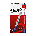 Sharpie® Permanent Fine-Point Markers, Blue, Pack Of 12 Markers