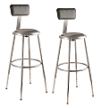 National Public Seating 6400 Series Adjustable Vinyl-Padded Science Stools With Backrests, 25 - 32-1/2"H Seat, Gray, Pack Of 2 Stools 1 thumbnail image