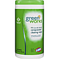 Green Works® Cleaning Wipes, Citrus Scent, 7"H x 7 1/2"W, 62 Sheets Per Canister, Case Of 6 Canisters