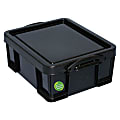 Really Useful Box® Plastic Storage Container With Built-In Handles And Snap Lid, 17 Liters, 100% Recycled, 7" x 14" x 19", Black