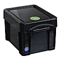 Really Useful Box® Plastic Storage Box, 3 Liters, 7"H x 6 1/4"W x 9 3/4"D, Black