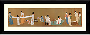 Amanti Art Court Ladies Preparing Newly Woven Silk (Detail) Framed Art Print By Emperor Huizong, 16 3/4"H x 44 5/8"W, Black 1 thumbnail image