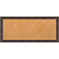 Amanti Art Cork Bulletin Board, 32" x 14", Natural, Whiskey Brown Rustic Wood Frame