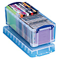 Really Useful Box® Plastic Storage Container With Built-In Handles And Snap Lid, 6.5 Liters, 17 1/2" x 7" x 6 1/4", Clear