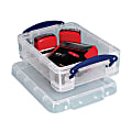 Really Useful Box® Plastic Storage Container With Built-In Handles And Snap Lid, 1.75 Liters, 9 1/2" x 7" x 3", Clear