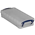 Really Useful Box® Plastic Storage Container With Built-In Handles And Snap Lid, 0.55 Liter, 8 1/2" x 4" x 1 3/4", Clear 1 thumbnail image