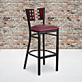 Flash Furniture Decorative Metal/Vinyl Restaurant Barstool With Cutout Back, Burgundy/Mahogany/Black 1 thumbnail image