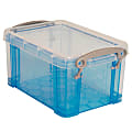 Really Useful Box® Plastic Storage Container With Built-In Handles And Snap Lid, 0.7 Liter, 6" x 4" x 3", Blue