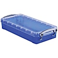 Really Useful Box® Plastic Storage Container With Built-In Handles And Snap Lid, 0.55 Liter, 8 1/2" x 4" x 1 3/4", Blue