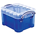 Really Useful Box® Plastic Storage Container With Built-In Handles And Snap Lid, 0.14 Liter, 3 1/4" x 2 1/2" x 2", Blue