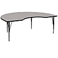Flash Furniture 96" Kidney HP Laminate Activity Table With Short Height-Adjustable Legs, Gray 1 thumbnail image