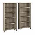 Bush Business Furniture Salinas 63"H 5-Shelf Bookcases, Driftwood Gray, Set Of 2 Bookcases, Standard Delivery