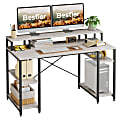 Bestier 56"W Student Desk With Monitor Stand & Storage Shelf, Gray