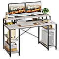 Bestier 56"W Student Desk With Monitor Stand & Storage Shelf, Gray 1 thumbnail image
