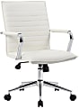 Boss Office Products Ergonomic Vinyl Mid-Back Hospitality Task Chair, White/Chrome