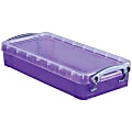Really Useful Box® Plastic Storage Container With Built-In Handles And Snap Lid, 0.55 Liter, 8 1/2" x 4" x 1 3/4", Purple