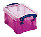 Really Useful Box® Plastic Storage Container With Built-In Handles And Snap Lid, 0.3 Liter, 4 3/4" x 3 1/4" x 2 1/2", Purple