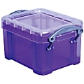 Really Useful Box® Plastic Storage Container With Built-In Handles And Snap Lid, 0.14 Liter, 3 1/4" x 2 1/2" x 2", Purple